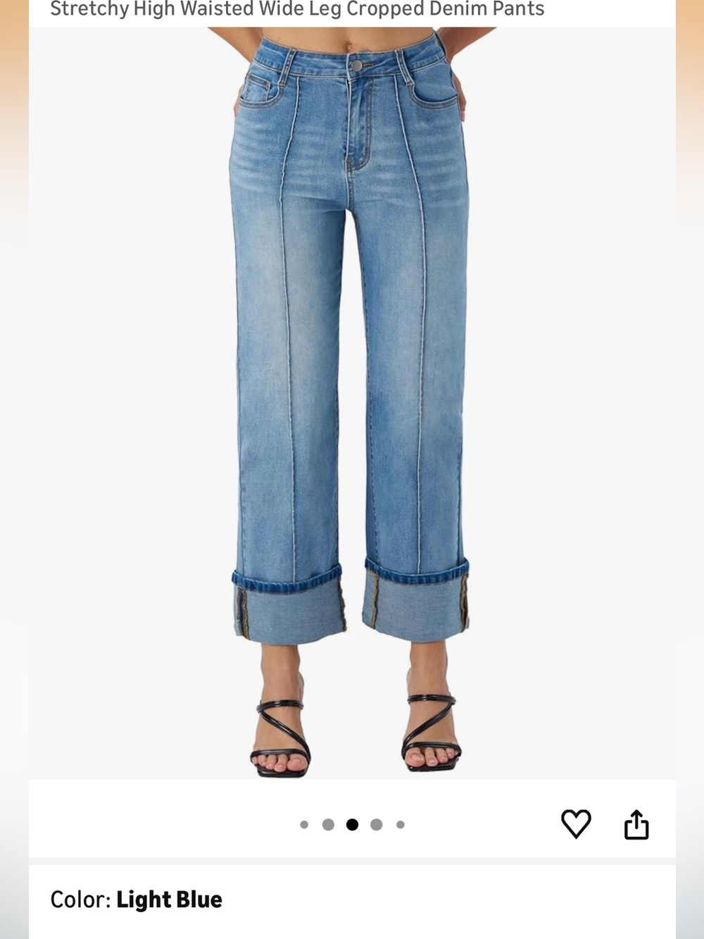 Myzellia Adjustable Cuffed Straight Leg High Waisted Wide Leg Cropped Denims L